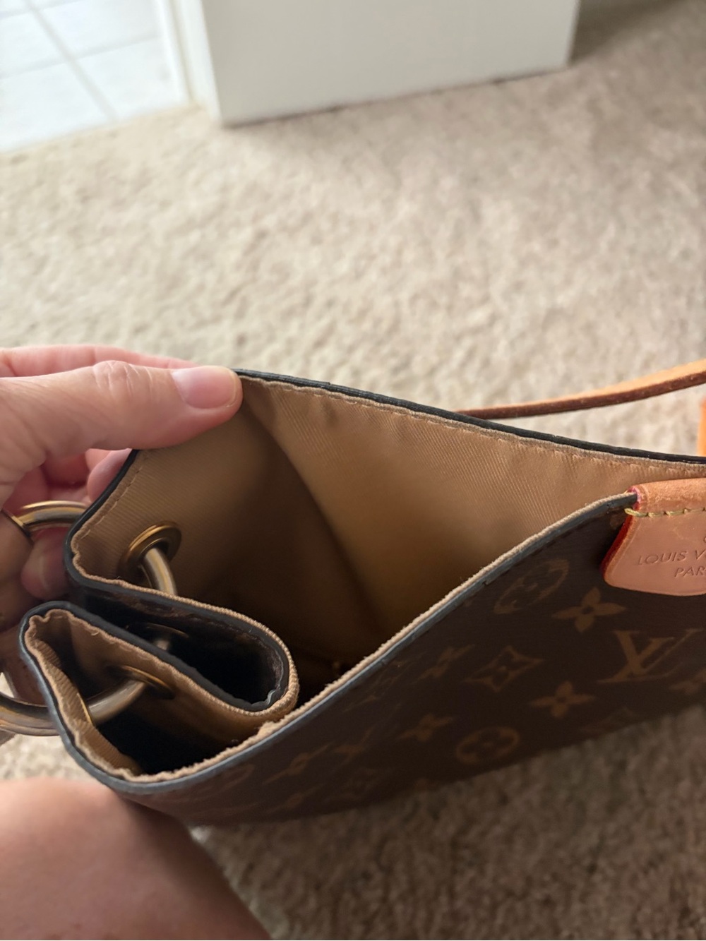 Louis Vuitton Graceful PM Monogram Canvas Shoulder Bag with Tan Handle - Picture 4 of 14
